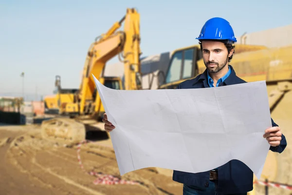 Architect in construction site — Stock Photo, Image