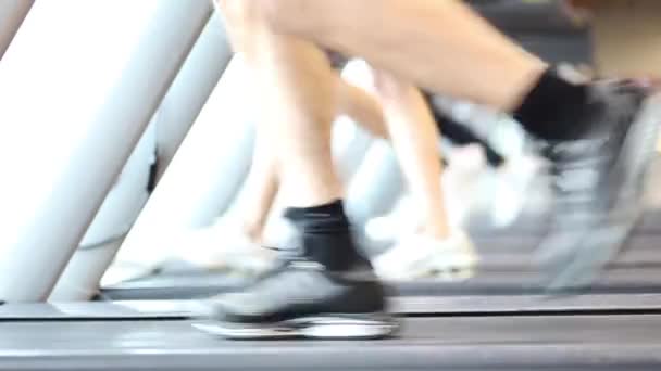 Beine laufen auf Laufbändern — Stockvideo