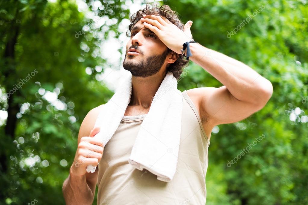 Man sweating after session of training