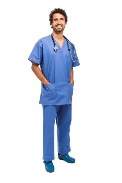 Handsome doctor on white — Stock Photo, Image