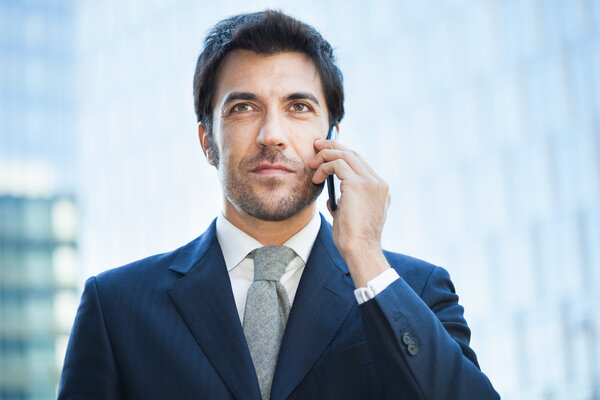 businessman talking on phone