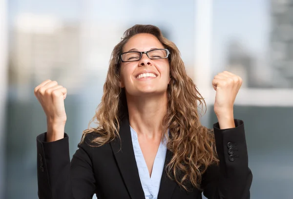 Molto felice donna d'affari — Foto Stock