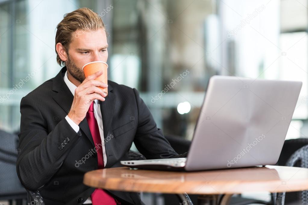 businessman using his laptop