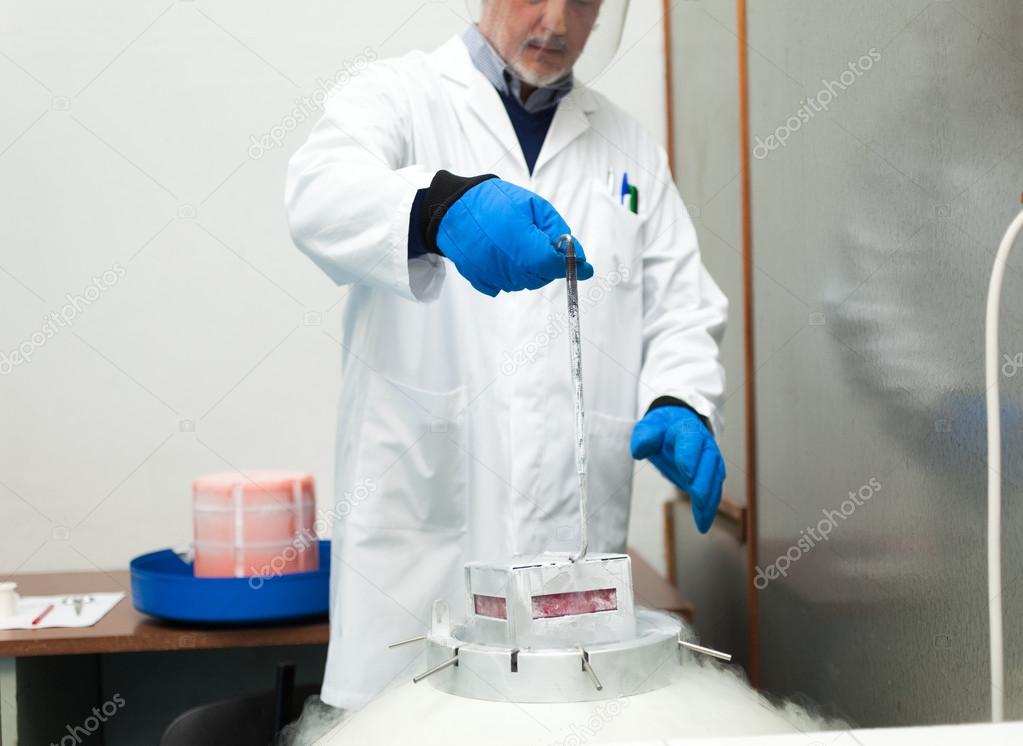 Scientist taking samples