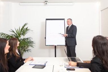 iş kavramları açıklayan işadamı