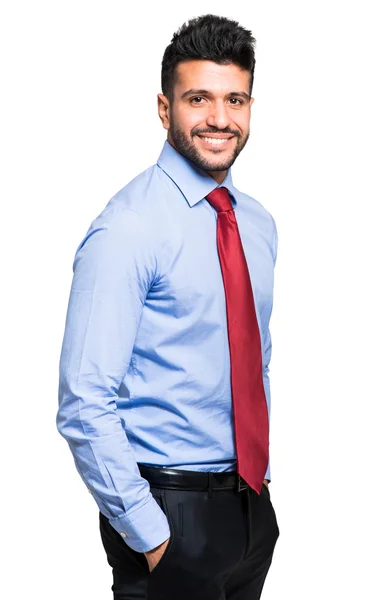 Confident businessman on white Stock Photo