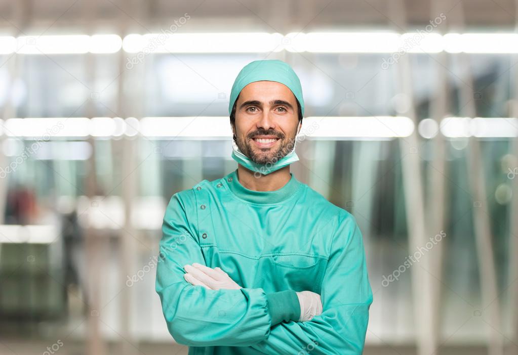 Smiling male surgeon