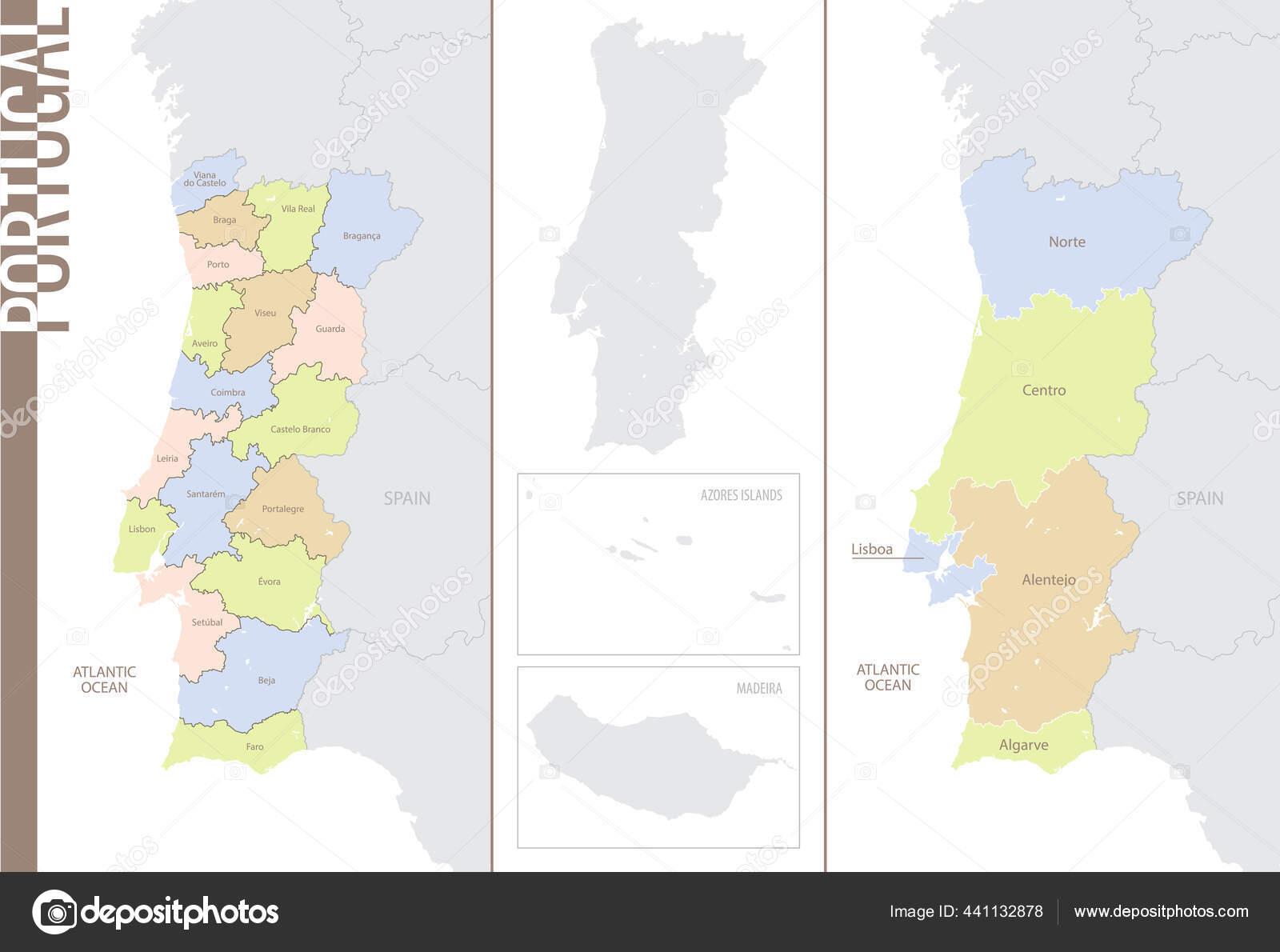 Mapa de Portugal - Mapa detalhado de Portugal (Sul da Europa - Europa)