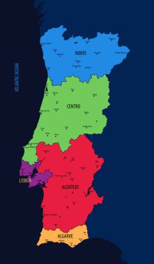 Portekiz bölgelerinin vektör haritası