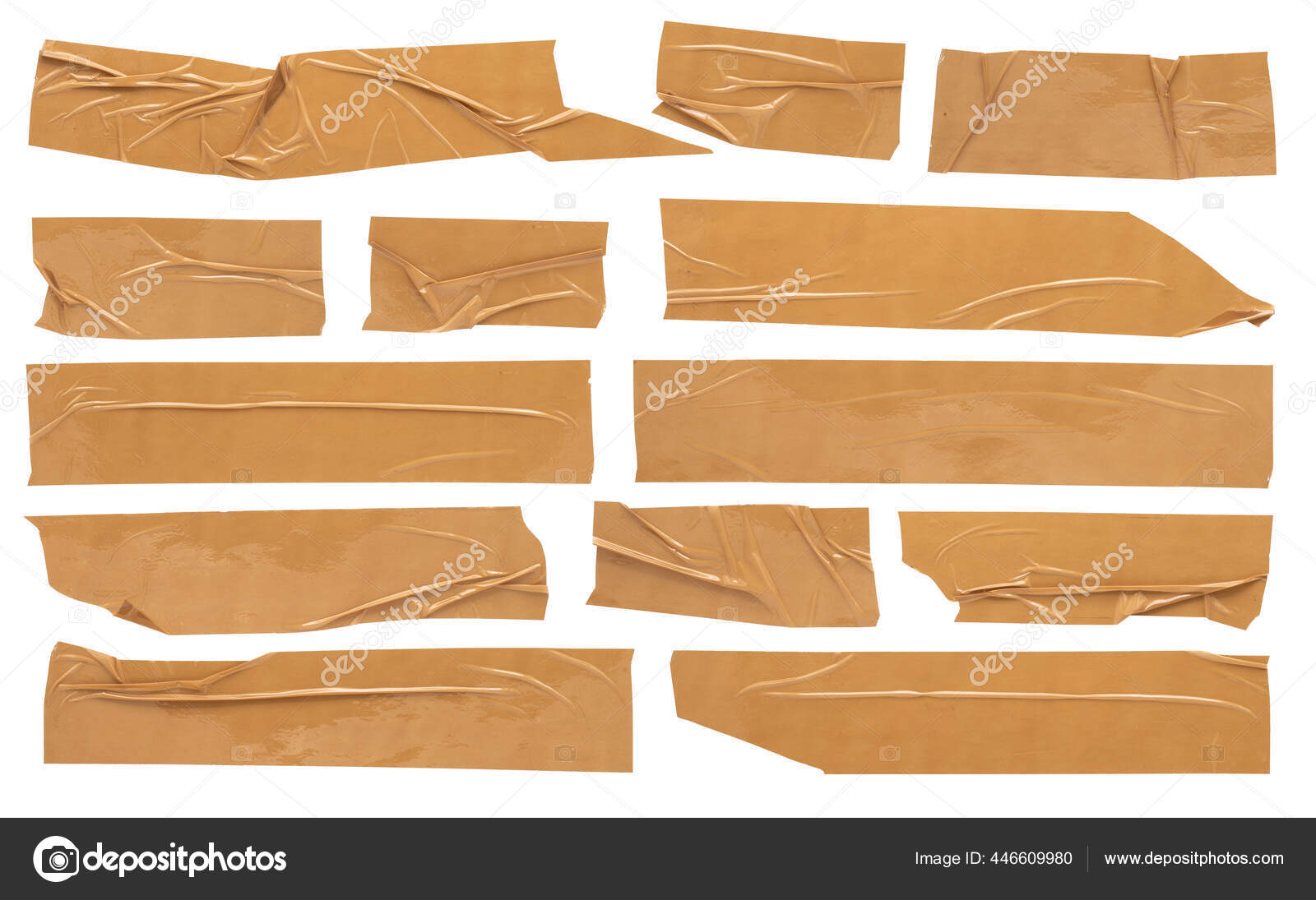 Beige Adhesive Tape Set Crumpled Torn Pieces Sticky Brown Tape Stock Photo  by ©martinova4 446609980
