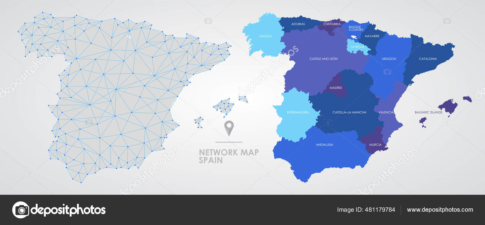 Mapa político de alta qualidade da frança e espanha com fronteiras das  regiões ou províncias