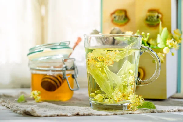 Sött te med honung för influensa — Stockfoto