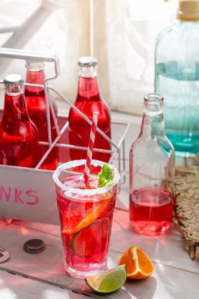 Cold summer drink in bottle — Stock Photo, Image