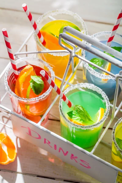 Tasty lemonade with citrus and mint leaf — Stock Photo, Image