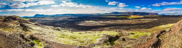 Πανόραμα της περιοχής καταστράφηκε από λάβα, Ισλανδία — Φωτογραφία Αρχείου