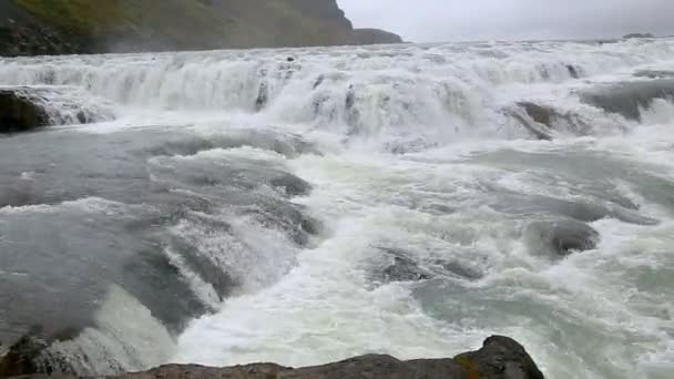 Big waterfall Gullfoss in Iceland — Stock Video