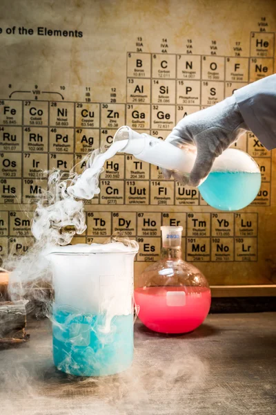 Laboratoire de chimie de l'université pendant l'expérience — Photo