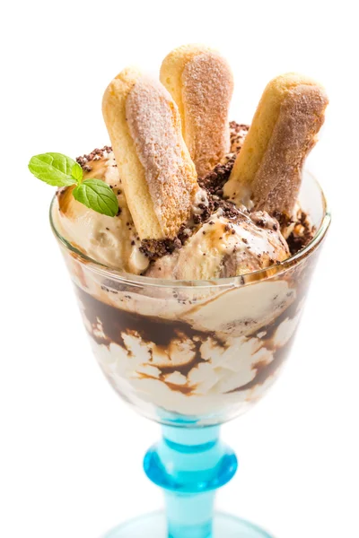 Tiramisu ice cream on a white background — Stock Photo, Image