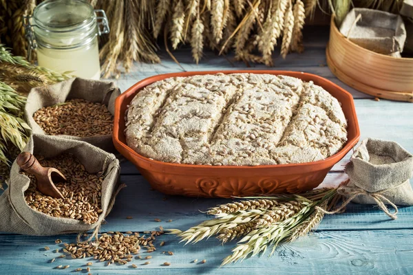 Homemade loaf of bread with several grains — Stock Photo, Image