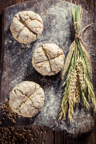 Homemade tasty buns with several grains — Stock Photo, Image