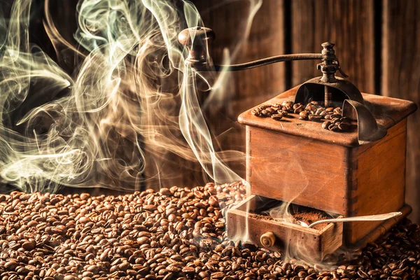 Smaak van de geroosterde koffie zaden — Stockfoto