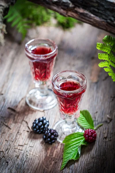 黑莓和酒精的美味利口酒 — 图库照片