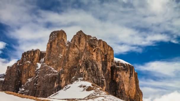 View to mountain from the Sella Pass, Dolomites, Italy, 4k timelapse — Stock Video