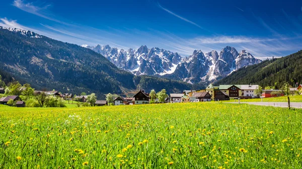 Bellissimo villaggio Gosau nelle Alpi austriache — Foto Stock