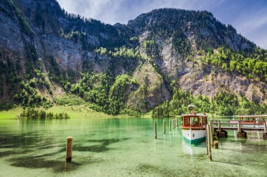 Marina for boats on the lake Konigssee, Alps, Germany clipart