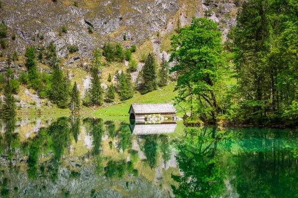 Zrcadlový obraz Alp v jezero Obersee, Německo — Stock fotografie