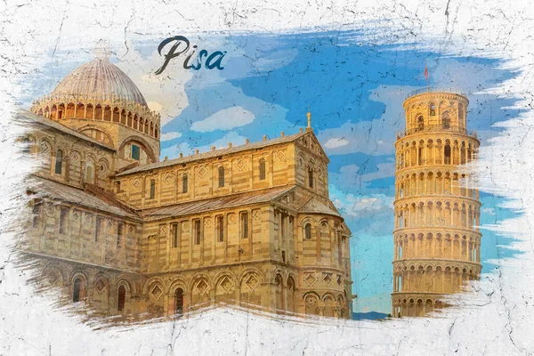Pittura Acquerello Monumenti Mozzafiato Pisa Italia Europa — Foto Stock