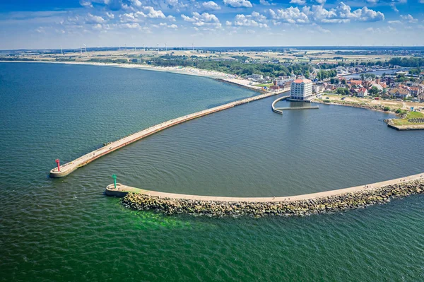 Порт Дарловеке Балтийском Море Летом Вид Воздуха Польшу — стоковое фото