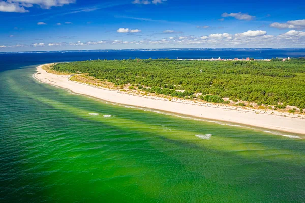 Piękna Plaża Półwyspie Hel Morze Bałtyckie Widok Powietrza Polskę — Zdjęcie stockowe