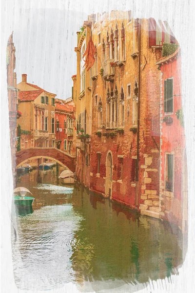 Grand Canal Bâtiments Venise Aquarelle Europe — Photo