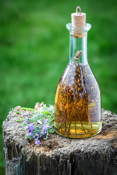 Homemade Healthy Tincture Made Fresh Lavender Summer Garden — Stock Photo, Image