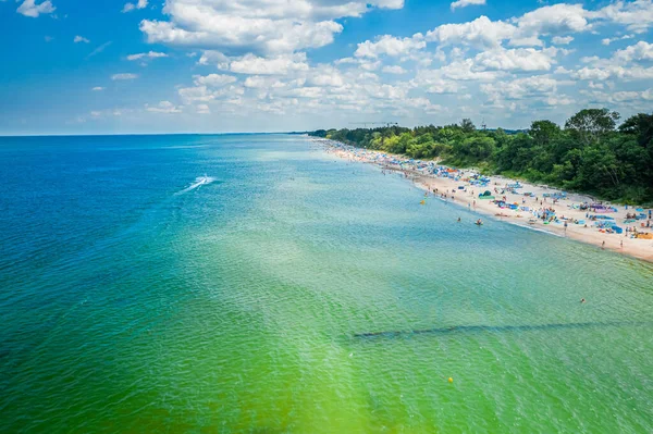 Agua Turquesa Playa Mar Báltico Vista Aérea Polonia — Foto de Stock