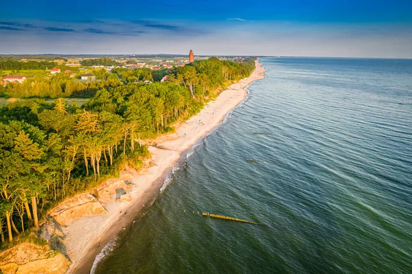 Βαλτική Θάλασσα Καλοκαίρι Στο Ηλιοβασίλεμα Εναέρια Θέα Πολωνία — Φωτογραφία Αρχείου