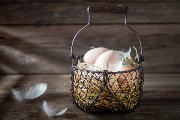 Eieren Van Een Vrije Uitloop Boerderij Gezonde Ecologische Eieren Uit — Stockfoto