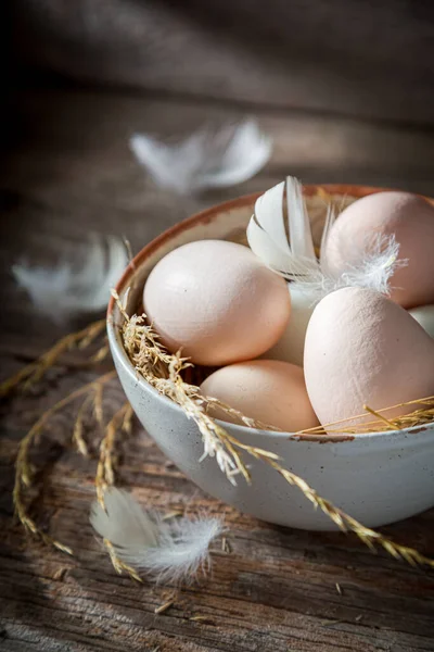 Goede Ecologische Eieren Van Het Platteland Eieren Uit Vrije Uitloop — Stockfoto