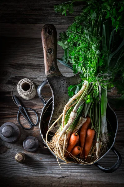 Preparation Roasted Homemade Fresh Vegetables Baking Plate Healthy Vegetables Soup — Stock Photo, Image