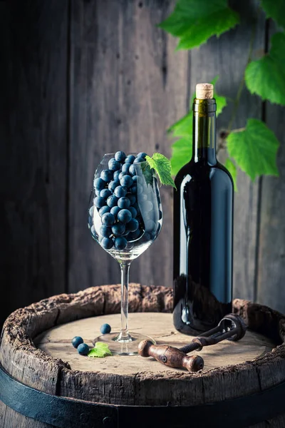 Vin Rouge Raisins Noirs Verre Concept Pour Industrie Viticole — Photo