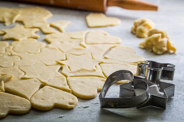 Making Homemade Milky Biscuits Homemade Biscuits Preparation Butter Cookies — Stock Photo, Image