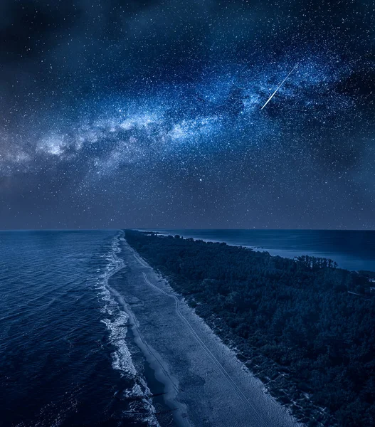 Milky Way Peninsula Hel Night Baltic Sea Poland Europe — Stock Photo, Image