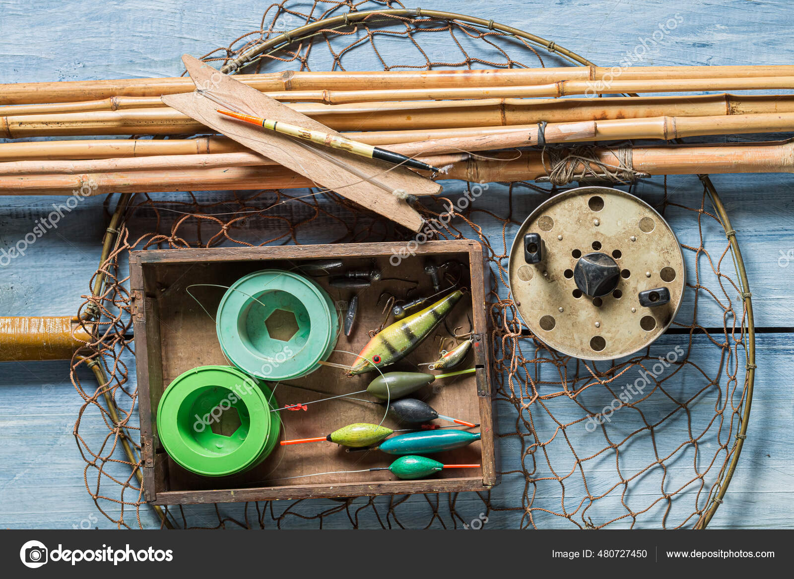 Old Fishing Equipment Flies Rods Fishing Equipment Old Wooden Workshop —  Stock Photo © Shaiith79 #480727450