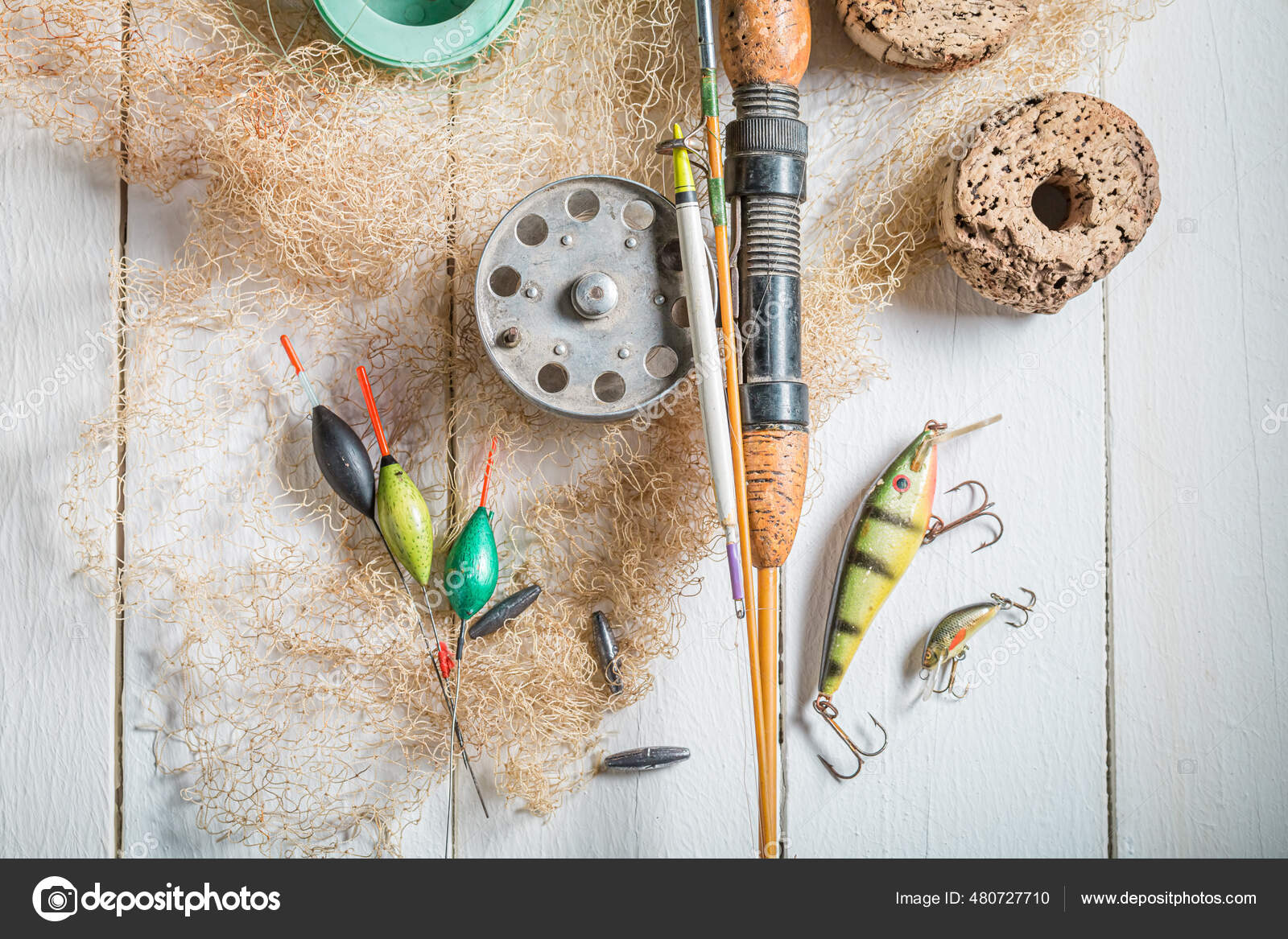 Vintage Stuff Angler Rod Lures Fishing Preparation Old Wooden Workshop  Stock Photo by ©Shaiith79 480727710