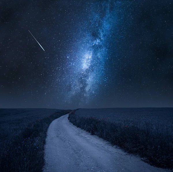 Yazın Samanyolu Üzerinde Yazın Gece Gökyüzü — Stok fotoğraf