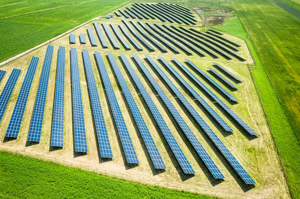 Sonnenkollektoren Auf Dem Dach Alternative Energien Auf Dem Land Luftaufnahme — Stockfoto