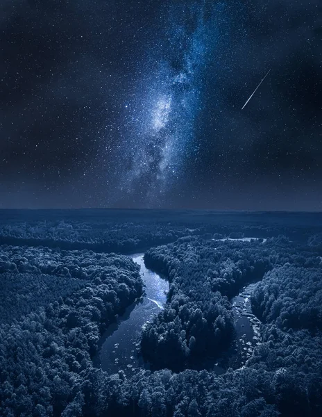 Milky Way River Night Wildlife Night Poland — Stock Photo, Image
