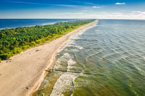 Παραλία Στη Χερσόνησο Hel Στη Βαλτική Θάλασσα Αεροφωτογραφία Της Φύσης — Φωτογραφία Αρχείου