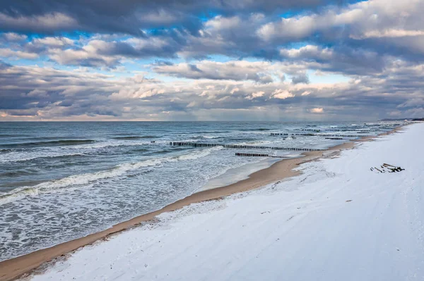 Turismo Polonia Vista Aérea Naturaleza Mar Báltico Frío Invierno — Foto de Stock